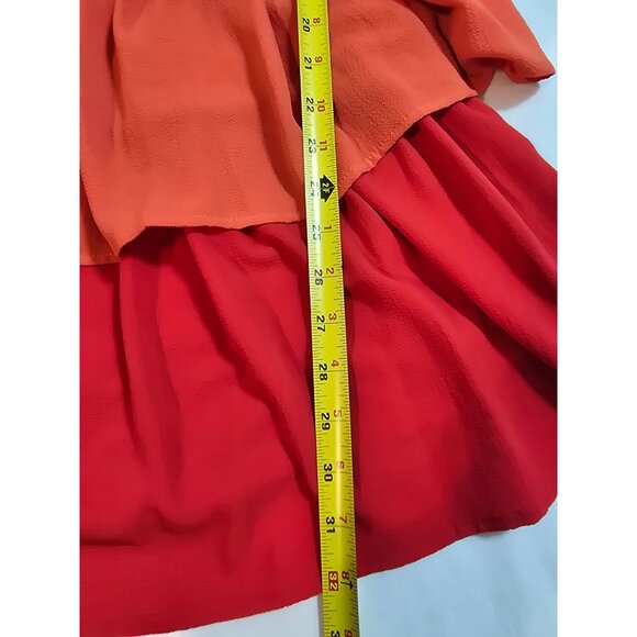 Vici Tiered Off-Shoulder Colorblock Dress Size M Pink Orange Red Polyester Spand - Picture 12 of 12